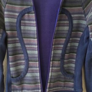 Lululemon Blue Striped Zip Front Hoodie Stride Jac